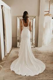 Simple Ivory Satin Strapless A Line Wedding Dresses Pw273 | Promnova