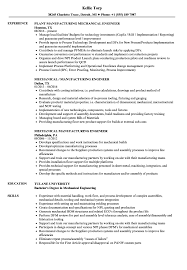 Mechanical Manufacturing Engineer Resume Samples Velvet Jobs