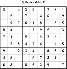 Le but du sudoku est de remplir une grille de 9x9 cases avec des chiffres, afin que chaque ligne, chaque colonne et section de 3x3 cases contienne l'ensemble des chiffres de 1 à 9. Grille De Sudoku 21 Niveau 3 Primaire Tete A Modeler