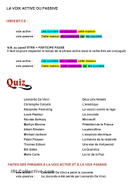 Voix Active Voix Passive Voix Active Apprendre Le Francais Voix