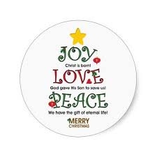 Christian Christmas Joy Love And Peace Classic Round Sticker Zazzle Com Christian Christmas Christmas Joy Peace And Love
