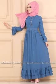 Modaselvim Elbise Firfirli Sifon Elbise 2062ab368 Mavi Dresses Dresses With Sleeves Fashion
