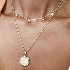 14k Solid Gold Spaced Letter Name Necklace Personalized Name Etsy In 2021 Rose Gold Initial Necklace Contemporary Jewellery Necklace Necklace