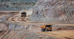Haul Trucks Navigating Open-Pit Mine, | Stock Image - Science Source Images
