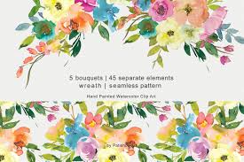 Throw pillows, bedskirts, duvet covers and much more. Colorful Watercolor Spring Floral Clip Art Collection By Patishop Art Thehungryjpeg Com