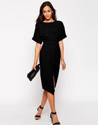 Asos Asos Wiggle Dress With Split Front At Asos Asos Wiggle Dress Fashion Black Dress Outfits
