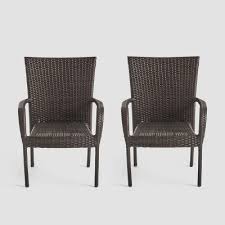 How to build a patio chair out of wood. Littleton 2pk Wicker Patio Stackable Club Chair Brown Christopher Knight Home Target