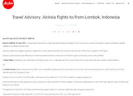 Please be patient with us while we get you connected with one of our live chat allstars and keep this window open at this time. Travel Advisory Airasia Flights To From Lombok Indonesia Updated 7 August 2018 Deelicious
