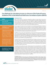 The premiums are made affordable by a premium subsidy in the form of a tax credit calculated off your income relative to the federal poverty. Four Methods For Calculating Income As A Percent Of The Federal Poverty Guidelines Fpg In The Behavioral Risk Factor Surveillance System Brfss Shadac