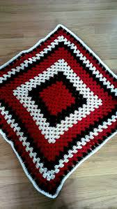 Black And White Crochet Baby Blanket Pattern Retro Baby Blanket Black Red And White Granny Square Crochet Blanket Customised To Any Crochet Granny Square Blanket Crochet Blanket Crochet Blanket Afghan