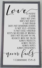 20x28 Sign Love Is Patient Love Is Kind Love Never Fails I Etsy In 2020 Love Is Patient Corinthians Love 1 Corinthians 13 Love