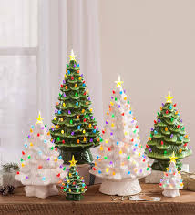 Indoor Outdoor Battery Operated Lighted Ceramic Christmas Tree Plowhearth