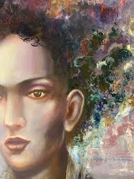HOMAGE TO FRIDA // 50x50 Oil Painting, Abstract Modern Art, Face Portrait  Expressionism, Custom Gift Unique Decor Living