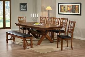 8 Pc Walnut Finish Picnic Style Dining Table Set With Upholstered Seat Chairs Picnic Style Dining Table Formal Dining Tables Dining