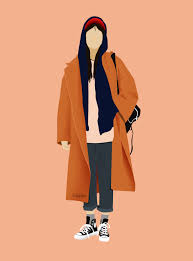 Teks dalam bentuk vektor dapat dibuat. Casual Cozy Outfit Illustration Ilustrasi Orang Gambar Potret Gadis Animasi