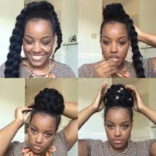 Alternatively, you can slightly fluff up the ponytail before twisting it around for a fuller look. Carol S Daughter On Instagram Loving This Braided Bun Style Amber Belovely Created Getthelook With Hair M Hair Milk Natural Hair Styles Natural Hair Updo