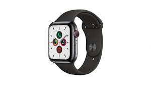 Apple Watch Series 5 44mm Space Black Stainless Steel Case Black Sport Band Gps Cellular