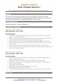motor transport operator resume samples