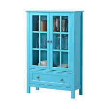 Buffet l 52 x w 20 x h 32 cabinet l38 x w 20 x h 65. Homestar 2 Door 1 Drawer Glass Cabinet In Blue The Home Depot Canada