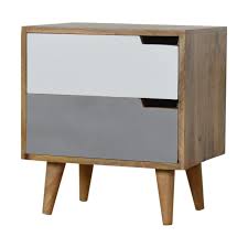 Multipurpose retro grey bedside table fully assembled In725 Grey Painted Bedside With Cut Out Slots By Artisan Furniture In Bedside Tables