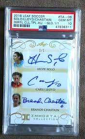 2018 Leaf Soccer Solo~Lloyd~Chastain Tri~Auto Gold Card SP 1/1 ~ PSA 10 Gem  Mint