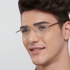 Rose Gold Brown Rimless Cat Eye SLEEK STEEL VC E13695-C1 Eyeglasses