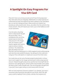 For single load prepaid visa gift cards there are no hidden costs: Calameo A Spotlight On Easy Programs For Visa Gift Card