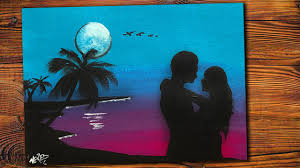 The original sold to kathleen in washington, dc. Easy Acrylic Painting Night Scenery Moonlight Couple Romantic Couple Youtube