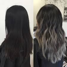 Black And Ash Gray Ombre Hair From Almost All Virgin Black Hair To An Ashy Grey To Silver Ombre Transformationtuesday Toned W Fanola U Short Hair Balayage Hair Styles Black Hair Ombre