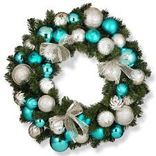 Preserved blue juniper wreath, blue juniper wreath, christmas wreath, blue wreath, dried wreath, holiday wreath, dried floral wreath. National Tree Company 30 In Silver And Blue Ornament Artificial Wreath Rac 16003 The Home Depot