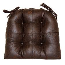 Chunky square seat tie on pads dining room home garden kitchen chair cushions. Nubuck Brown Faux Leather Quarter Panel Chair Pad Ties At Home