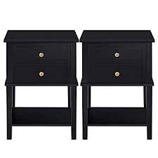 The wooden drawers are the main storage block in storage drawers, and they come in a variety of configurations and styles. Buy Yaheetech Tall End Tables With 2 Drawers And Open Shelf Wood Cabinet Sofa Side Storage For Living Room Set Of 2 Black Online In Turkey B08gcfhszf