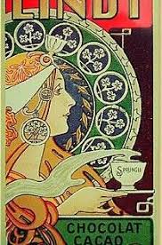 Vintage Art Nouveau Ad Lindt Chocolat Cacao Jugendstil