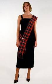Tartan Sash Over A Cocktail Tea Length Dress Tartan Fashion Scottish Dress Scottish Clothing