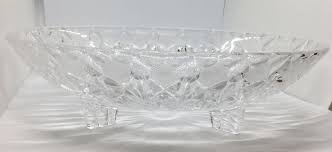 Footed Oblong Clear Glass Bowl Elegant Serving Dish Floral Etsy Glass Bowl Clear Glass Glass