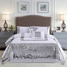 Luxury 3 piece sequin bedspread quilted bed throw double king size comforter set. Sequin Bedding Wayfair