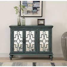 The Chateau Blue Finish Provides That Perfect Touch Of Color While Letting The Wood Grains Peek Through On This Lovely Thre Decor Distressed Doors Buffet Table