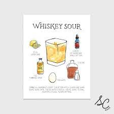 Whiskey Sour 8x10 Print Bourbon Whiskey Cocktail Art Etsy In 2021 Whiskey Sour Whiskey Cocktails Whiskey Sour Recipe