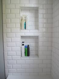 Musebootsi Gray And Yellow Beveled Subway Tile Bathroom Shower Niche White Subway Tile Bathroom