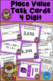 Place Value Task Cards 4 Digit Printable Version Task Cards Guided Math Groups Math Groups