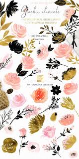 Black And Gold Design Png Blush Gold Black Floral Graphics By Labfcreations On Creativemarket Ad Blush And Gold Gold Watercolor Watercolor Flowers