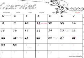 Kalendarz do druku i daty. Kalendarz Na Czerwiec 2020 Darmowe Pdf Do Druku
