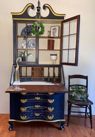 If you snag a vintage secretary with solid wood hutch drawers, upper shelving can be used to warehouse bulk office items like printer paper, or even less glamorous items like paper towels or glass cleaner. Antique Secretary Desk Hutch With Bubble Vintage Chic By Teri Facebook