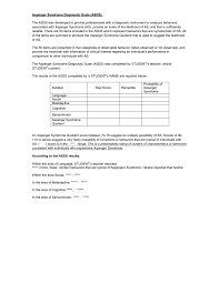 Asperger Syndrome Diagnostic Scale Asds