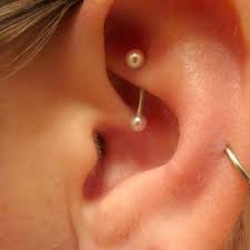 Steel Curved Barbell With Faux Pearl Balls Rook Piercing Jewelry Rook Earring Faux Rook Piercing