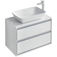 We are proud to stock products from top brands including burlington, gerberit and bayswater and offer a wide selection of bathroom basin designs to complement our product ranges. Ideal Standard Concept Air 800mm 2 Drawers Gloss Grey Vanity Unit With Worktop