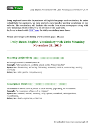 Her departure left him in utter devastation. Daily English Vocabulary With Urdu Meaning 21 November 2019 Pdf Linguistic Typology Semiotics