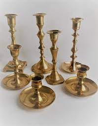 Antique vintage brass candle holders. 45 Vintage Brass Candlestick Lot Solid Brass Wedding Brass Candlesticks Mismatched Candle In 2021 Vintage Brass Candlesticks Wedding Brass Candlesticks Wedding Brass