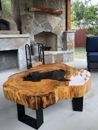 Texas Cypress Round Coffee Table Wood End Tables Resin Table Woodworking Furniture