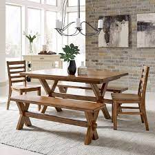 Choose the suffolk dining room set to bring a stylish touch to your eating space, with comfort to last long after dessert has been cleared. Sedona Rectangular Trestle Dining Table With 2 Benches And 2 Chairs Toffee Home Styles Target
